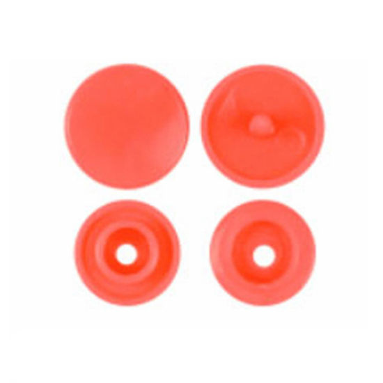 Image de Bouton Pression à Griffe en Résine Rond Rouge Orangé 12mm x 6.8mm, 10 Paquets