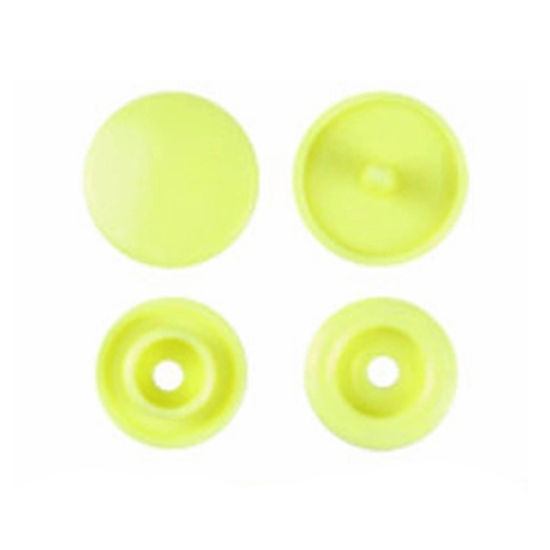 Image de Bouton Pression à Griffe en Résine Rond Jaune Fluorescent 12mm x 6.8mm, 10 Paquets