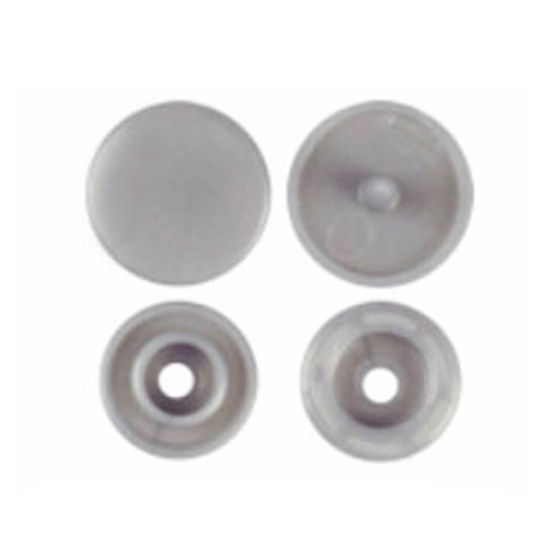 Image de Bouton Pression à Griffe en Résine Rond Gris 12mm x 6.8mm, 10 Paquets