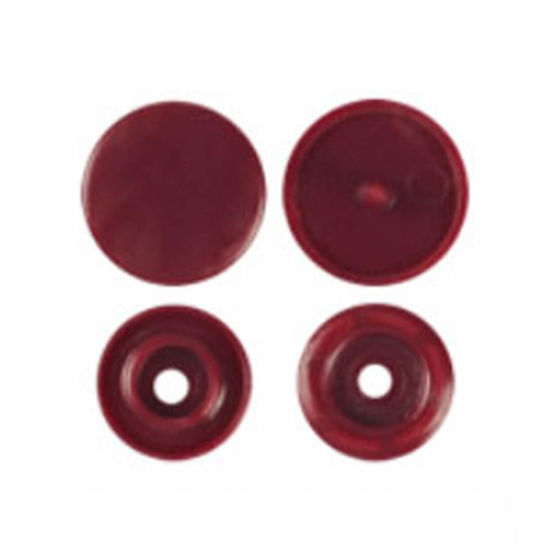 Image de Bouton Pression à Griffe en Résine Rond Rouge Foncé 12mm x 6.8mm, 10 Paquets