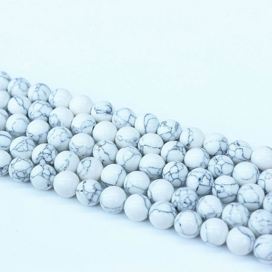 Picture of Turquoise ( Synthetic ) Beads Round White About 6mm Dia, Hole: Approx 1mm, 1 Strand