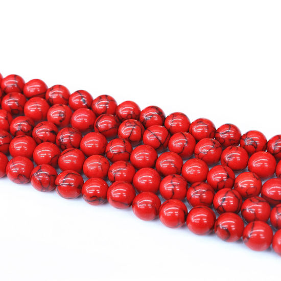 Picture of Turquoise ( Synthetic ) Beads Round Red About 12mm Dia, Hole: Approx 1mm, 1 Strand