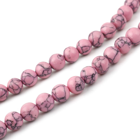 Picture of Turquoise ( Synthetic ) Beads Round Pink About 8mm Dia, Hole: Approx 1mm, 1 Strand