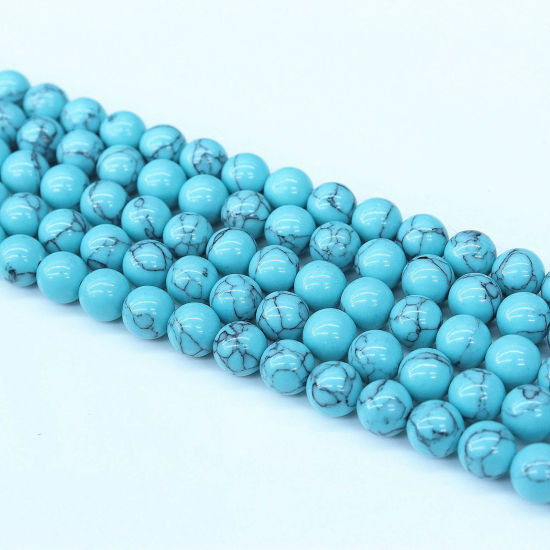 Picture of Turquoise ( Synthetic ) Beads Round Blue About 4mm Dia, Hole: Approx 1mm, 1 Strand