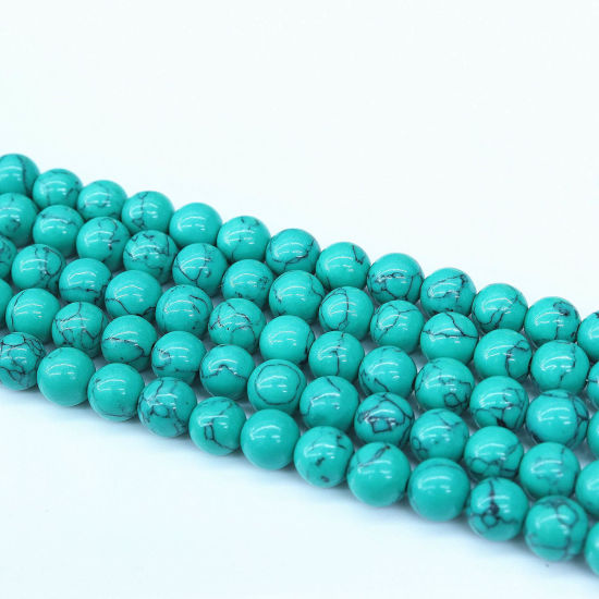 Picture of Turquoise ( Synthetic ) Beads Round Green About 6mm Dia, Hole: Approx 1mm, 1 Strand
