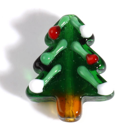 Bild von Muranoglas Perlen Weihnachten Weihnachtsbaum Grün ca 26mm x 21mm, Loch:ca. 2mm, 1 Stück