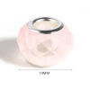 Picture of Zinc Based Alloy & Glass European Style Large Hole Charm Beads Silver Tone At Random Color Mixed Round Faceted 14mm Dia., Hole: Approx 5mm, 10 PCs