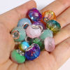 Picture of Zinc Based Alloy & Glass European Style Large Hole Charm Beads Silver Tone At Random Color Mixed Round Faceted 14mm Dia., Hole: Approx 5mm, 10 PCs