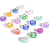 Picture of Zinc Based Alloy & Glass European Style Large Hole Charm Beads Silver Tone At Random Color Mixed Round Faceted 14mm Dia., Hole: Approx 5mm, 10 PCs
