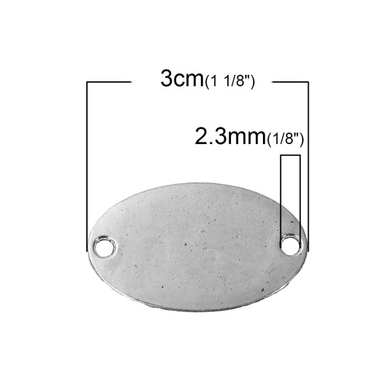 Image de Connecteurs de Bijoux en Alliage de Zinc Forme Ovale Argent Vieilli 30mm x 19mm, 20 Pcs