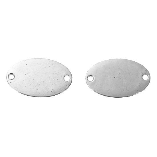 Image de Connecteurs de Bijoux en Alliage de Zinc Forme Ovale Argent Vieilli 30mm x 19mm, 20 Pcs