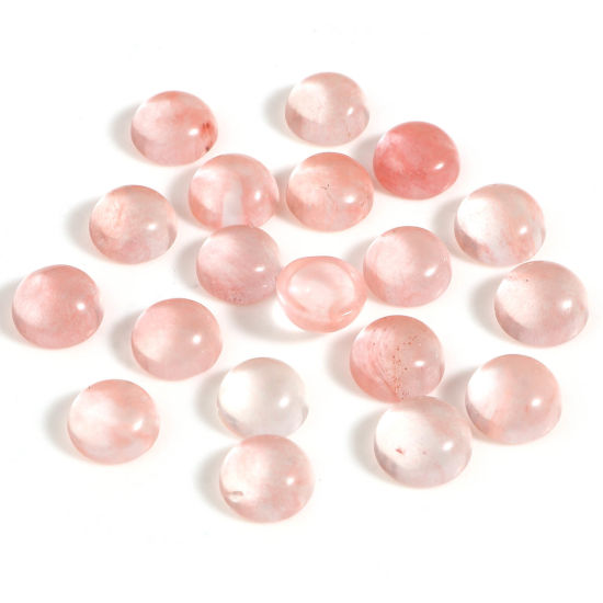Picture of Watermelon Stone ( Natural ) Dome Seals Cabochon Round Pink 8mm Dia., 5 PCs