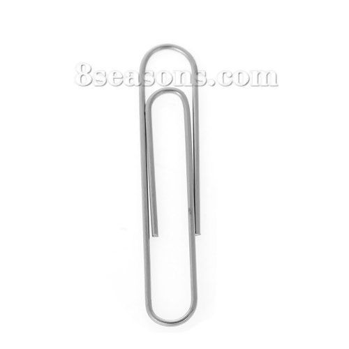 Picture of Iron Based Alloy Bookmark Paper Clip Silver Tone 49mm(1 7/8") x 10mm( 3/8"), 20 PCs