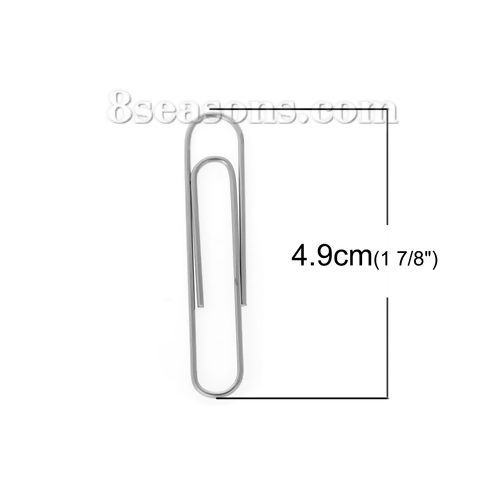 Picture of Iron Based Alloy Bookmark Paper Clip Silver Tone 49mm(1 7/8") x 10mm( 3/8"), 20 PCs