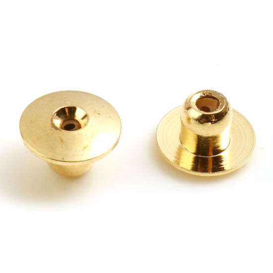 真鍮 ピアスキャッチ K18 18金リアルゴールドメッキ 円形 6.5mm直径、 10 個 の画像