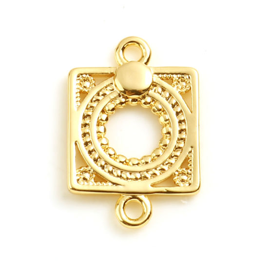 Picture of Brass Connectors 18K Real Gold Plated Square Round Hollow 17mm x 11mm, 2 PCs                                                                                                                                                                                  