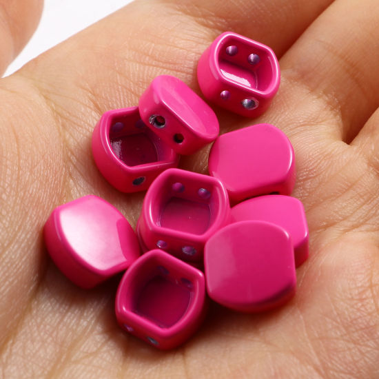 Zinc Based Alloy Enamel Spacer Beads Two Holes Drum Fuchsia Enamel About 10mm x 9mm, Hole: Approx 1.3mm, 5 PCs の画像