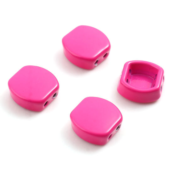 Zinc Based Alloy Enamel Spacer Beads Two Holes Drum Fuchsia Enamel About 10mm x 9mm, Hole: Approx 1.3mm, 5 PCs の画像