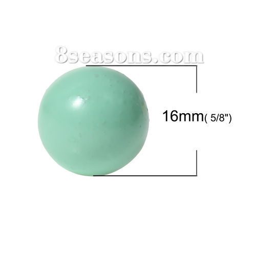 Image de Perle de l'Harmonie Sans Trou pour Pendentif Bola de Grossesse en Cuivre Rond Verte Menthe Laqué 16mm Dia, 1 Pièce