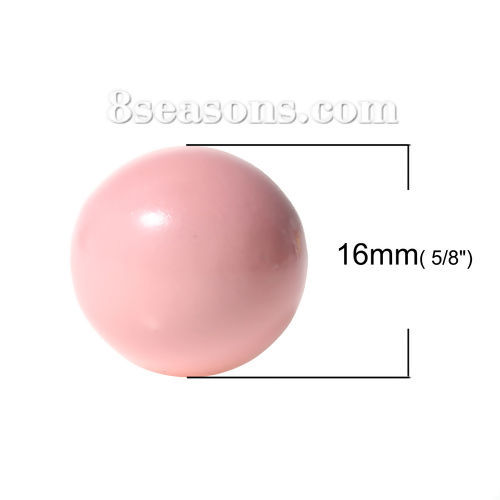 Image de Perle de l'Harmonie Sans Trou pour Pendentif Bola de Grossesse en Cuivre Rond Rose Pêche Laqué 16mm Dia, 1 Pièce