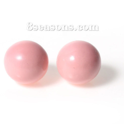 Image de Perle de l'Harmonie Sans Trou pour Pendentif Bola de Grossesse en Cuivre Rond Rose Pêche Laqué 16mm Dia, 1 Pièce