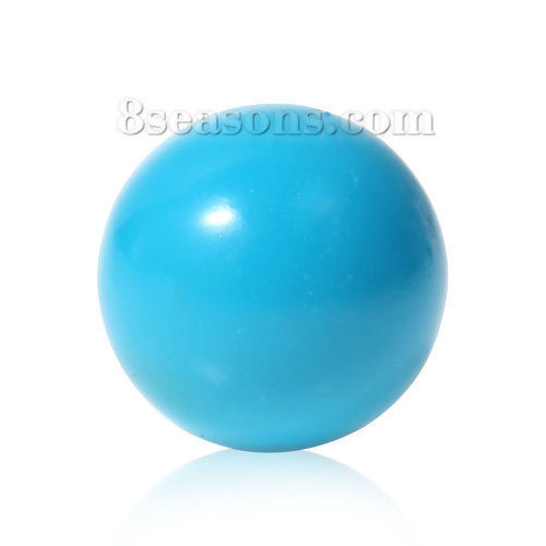 Picture of Copper Harmony Chime Ball Fit Mexican Angel Caller Bola Wish Box Pendants (No Hole) Round Lake Blue Painting About 16mm( 5/8") Dia, 1 Piece