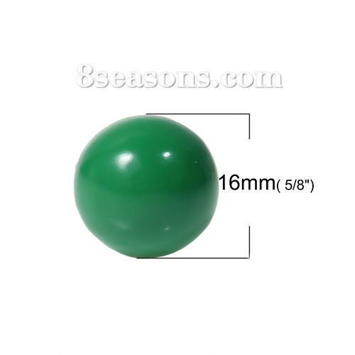 Image de Perle de l'Harmonie Sans Trou pour Pendentif Bola de Grossesse en Cuivre Rond Vert Laqué 16mm Dia, 1 Pièce
