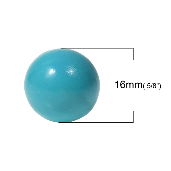 Image de Perle de l'Harmonie Sans Trou pour Pendentif Bola de Grossesse en Cuivre Rond Bleu-Vert Laqué 16mm Dia, 1 Pièce