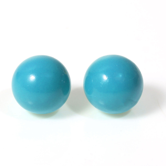 Image de 1 Pièce Perle de l'Harmonie pour Bola de Grossesse en Laiton Rond Bleu-Vert 16mm Dia.