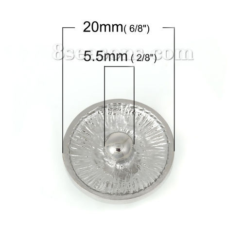 20mm直径、 亜鉛合金 ヌーサスタイル スナップボタン用 円形 シルバートーン 濃緑＆ピンク エナメル 花パターン ABカラーラインストーン スナップボタン ブレスレットに適して つまみのサイズ： 5.5mm、 1 個 の画像