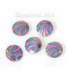 Picture of 20mm Zinc Based Alloy Snap Button Round Antique Bronze Blue & Pink Enamel Shell Pattern Fit Snap Button Bracelets, Knob Size: 5.5mm( 2/8"), 1 Piece