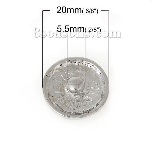Picture of 20mm Zinc Based Alloy Snap Button Round Antique Silver Color Flower Vine Carved AB Color Rhinestone Fit Snap Button Bracelets, Knob Size: 5.5mm( 2/8"), 1 Piece