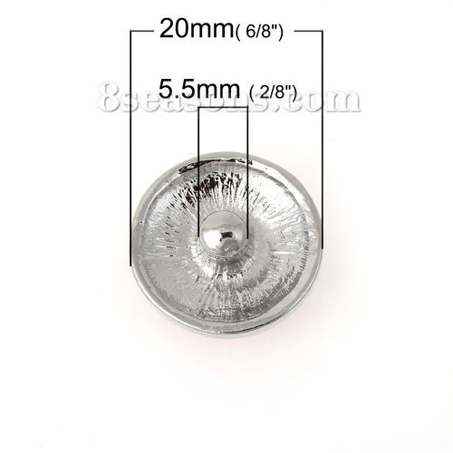 20mm直径、 亜鉛合金 ヌーサスタイル スナップボタン用 円形 シルバートーン フクシア色 エナメル パターンパターン スナップボタン ブレスレットに適して つまみのサイズ： 5.5mm、 1 個 の画像