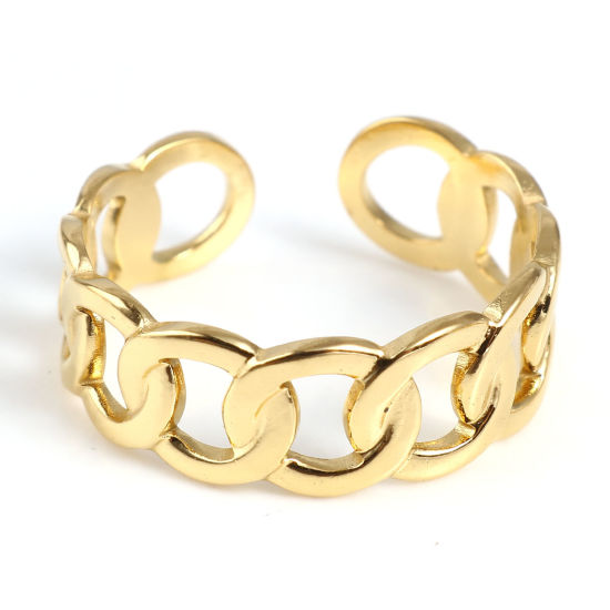 Picture of 1 Piece Vacuum Plating Stainless Steel Open Adjustable Rings Gold Plated Geometric 18.5mm(US size 8.5)