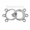 Picture of Zinc Based Alloy Hook Clasps Circle Ring Antique Silver Color 3 Holes 19mm x18mm 18mm x18mm, 10 Sets