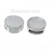 Picture of Zinc Based Alloy Slide Beads Flat Round Silver Plated Cabochon Settings (Fits 11mm Dia.) About 13mm Dia, Hole:Approx 8mm x 2mm (Fits 8mm x 2mm Cord), 10 PCs