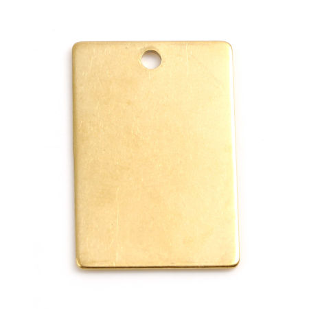 Image de PendentifsÉtiquettes d'Estampage Vierges en 304 Acier Inoxydable Rectangle Doré Brunissage au Rouleau 30mm x 20mm, 2 Pcs