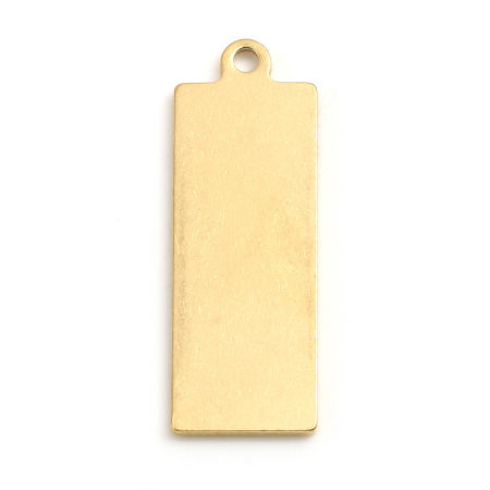 Image de PendentifsÉtiquettes d'Estampage Vierges en 304 Acier Inoxydable Rectangle Doré Brunissage au Rouleau 35mm x 12mm, 2 Pcs