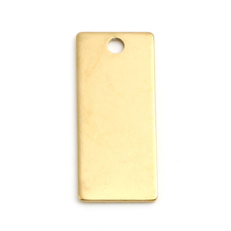 Image de BreloquesÉtiquettes d'Estampage Vierges en 304 Acier Inoxydable Rectangle Doré Brunissage au Rouleau 28mm x 12mm, 2 Pcs