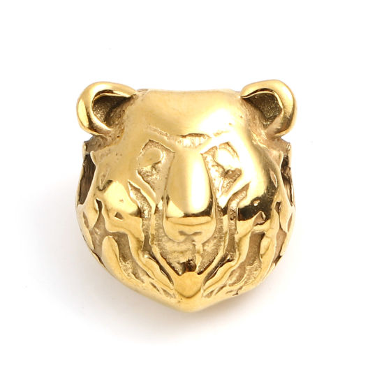 Immagine di 1 Pz Placcatura Sottovuoto PVD Ecologica Acciaio Inossidabile Perline per la Creazione di Gioielli con Fai-da-te Oro Placcato Orso 13mm x 13mm, Buco: Circa 2.7mm