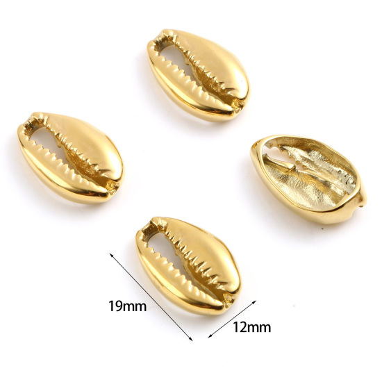 Immagine di 1 Pz Placcatura Sottovuoto PVD Ecologica 304 Acciaio Inossidabile Pendenti Charms Connettori Monetaria Caputserpentis Oro Placcato 19mm x 12mm