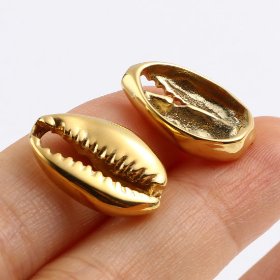 Immagine di 1 Pz Placcatura Sottovuoto PVD Ecologica 304 Acciaio Inossidabile Pendenti Charms Connettori Monetaria Caputserpentis Oro Placcato 19mm x 12mm