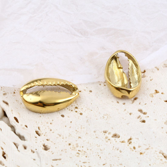 Immagine di 1 Pz Placcatura Sottovuoto PVD Ecologica 304 Acciaio Inossidabile Pendenti Charms Connettori Monetaria Caputserpentis Oro Placcato 19mm x 12mm