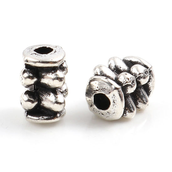 Immagine di Lega di Zinco Perline Rettangolo Argento Antico Circa 6mm x 4mm, Foro:Circa 1.5mm, 300 Pz