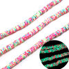 Picture of Polymer Clay Katsuki Beads Flower At Random Color Mixed Glow In The Dark Luminous About 6mm x 6mm, Hole: Approx 2.1mm, 40cm(15 6/8") - 39.5cm(15 4/8") long, 2 Strands (Approx 310-300 PCs/Strand)