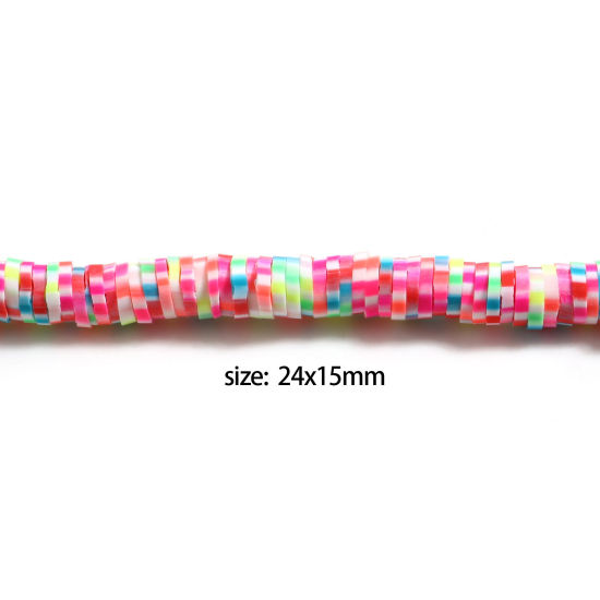 粘土 Katsuki ビーズ フラワー  ランダムな色 暗闇で輝く 約 6mm x 6mm、 穴：約 2.1mm、 長さ： 40cm - 39.5cm、 2 連 （約 310-300PCS /一連） の画像