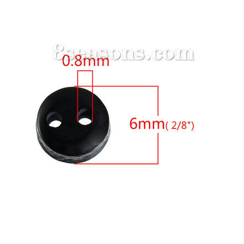 Picture of Resin Sewing Scrapbooking Buttons Round Black 2 Holes 6mm( 2/8") Dia, 200 PCs