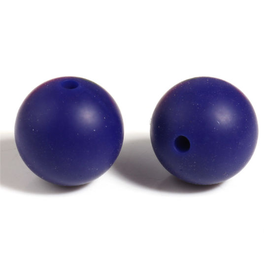 Picture of Silicone Spacer Beads Round Dark Blue About 15mm Dia, Hole: Approx 2.5mm, 10 PCs