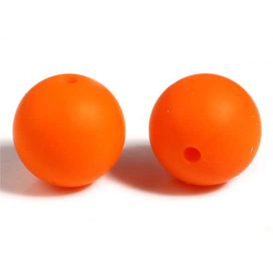 Picture of Silicone Spacer Beads Round Orange About 15mm Dia, Hole: Approx 2.5mm, 10 PCs