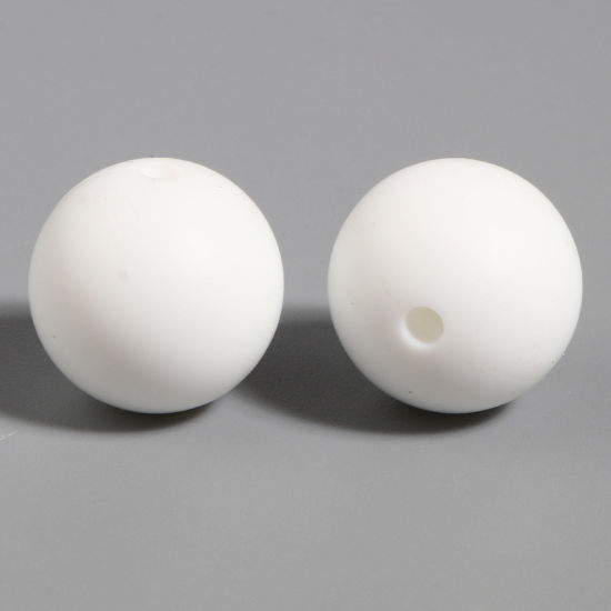 Picture of Silicone Spacer Beads Round White About 15mm Dia, Hole: Approx 2.5mm, 10 PCs